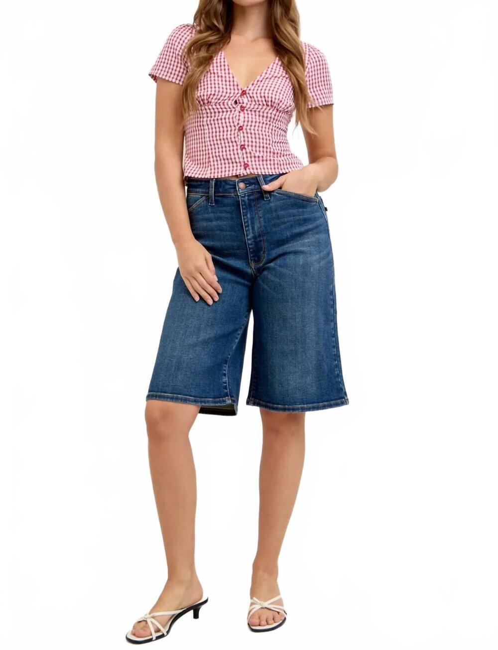 NEW JUDY BLUE high waist jorts in dark wash
